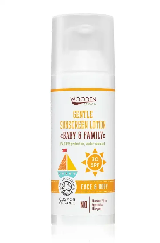 Wooden spoon Opalovací mléko Baby & Family SPF 30