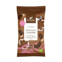 Foodin perníkové kešu oříšky v raw čokoládě BIO 60g