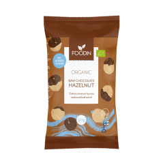 Foodin lískové oříšky v raw čokoládě vegan bio bez přidaného cukru 50 g