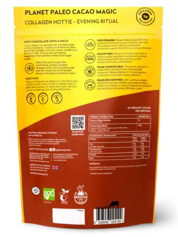 Planet Paleo Kolagenový nápoj latte s bio raw kakaem a vanilkou Cacao Magic 264 g