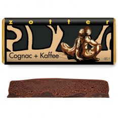 Zotter Ručne vyrábaná bio plnená čokoláda Koňak a káva 70g